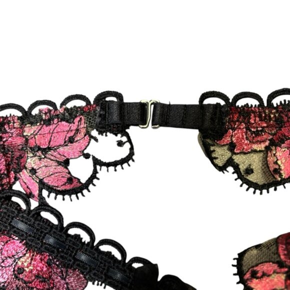 NWT FOR LOVE & LEMONS Juliet Floral Black/Pink Lace Garter Size XXS Lingerie - Picture 4 of 9